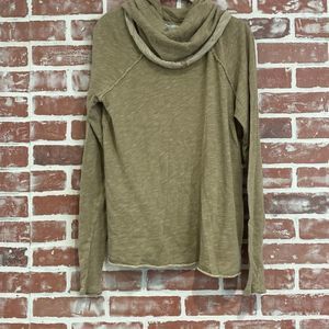 Free People Beach Army Green Cowl Neck Pullover Sweater Medium Large Womens